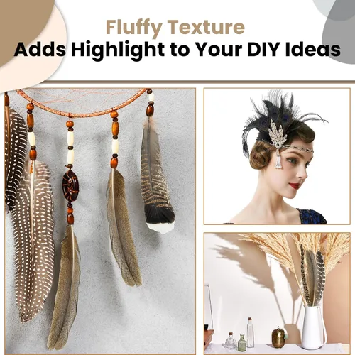 Miniatura 6 de MARRTEUM 5 estilos de plumas naturales de 10 a 12 pulgadas, 20 piezas de plumas grandes surtidas de pavo real de faisán y pavo real, decorativas a