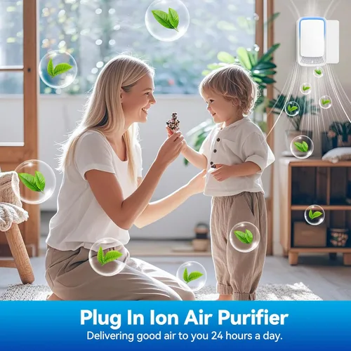 Miniatura 5 de Purificador de aire enchufable para el hogar, ionizadores de aire de iones negativos, ambientador silencioso para dormitorio, oficina, cocina, mini