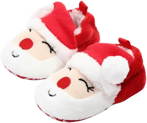 Miniatura 4 de Zapatos de Navidad para bebé recién nacido, zapatos de Papá Noel, zapatos de forro polar, zapatos de invierno cálidos para primer caminar