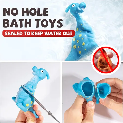 Miniatura 2 de Hely Cancy Juguetes de baño de dinosaurio para niños pequeños, sin agujeros, bañera de bebé, ducha, agua, piscina, juguetes