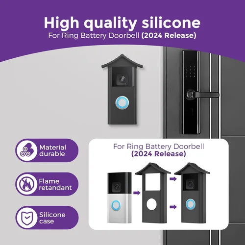Miniatura 3 de Gusfeliz Funda de silicona para timbre de batería Ring 2024, a prueba de golpes, protección para todo tipo de clima