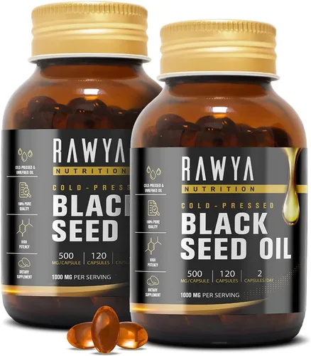 Miniatura 8 de RAWYA Cápsulas de cápsulas blandas de aceite de semilla negra, Halal, Premium prensado en frío, Nigella Sativa, sin OMG, 500 mg por cápsula - 120