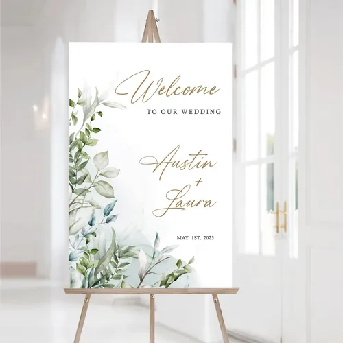 Miniatura 13 de Letrero personalizado de bienvenida de eucalipto a nuestra boda, letreros de bienvenida de boda con soporte, letrero de boda al aire libre, soportes