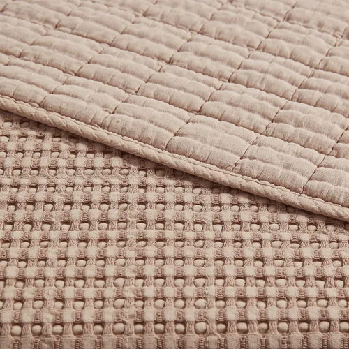 Miniatura 7 de Levtex Home Mills Waffle - Juego de colcha King (122 x 106 pulgadas) con 2 fundas de almohada (36 x 20 pulgadas) - Rubor - Juego de colcha de Blush