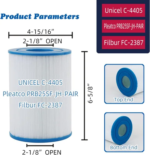Miniatura 2 de Filtro de spa C-4405 reemplaza a Unicel C-4405, Filbur FC-2387, PRB25SF-PAIR, Marquis 20342, R172464, APCC7062, CMP 25392-000-100, 17-2464