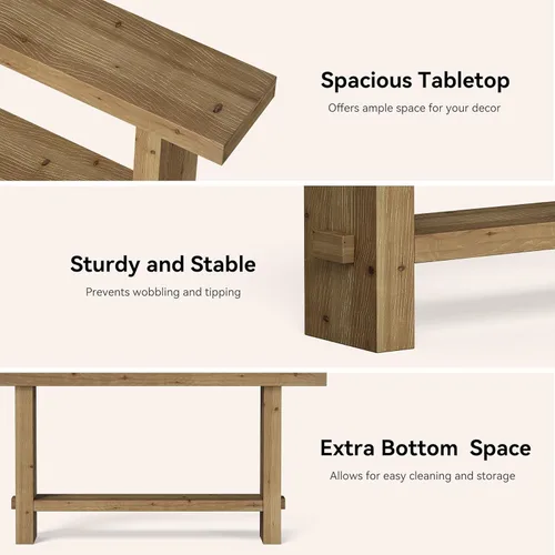 Miniatura 7 de Mesa consola de madera maciza de 63 pulgadas, mesa de entrada estrecha con estante de almacenamiento de 2 niveles, para pasillo, entrada, sala