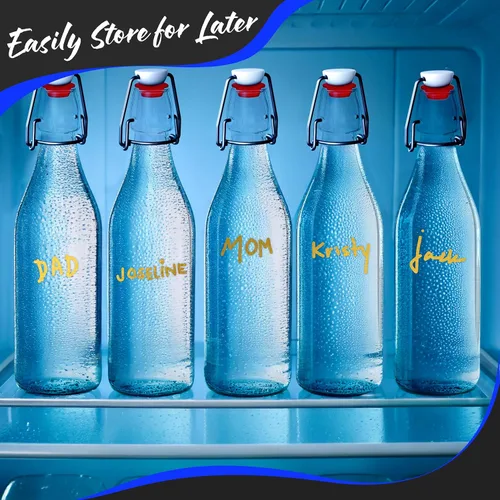 Miniatura 8 de Nevlers Botellas de vidrio con tapa abatible de 17 onzas, paquete de 12 botellas redondas transparentes con tapa abatible de 16.9 fl oz
