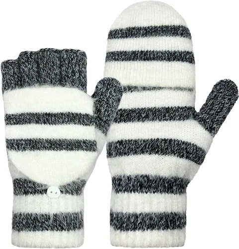Miniatura 106 de Beurlike Guantes de invierno para mujer, de lana cálida, a prueba de viento, convertibles, sin dedos
