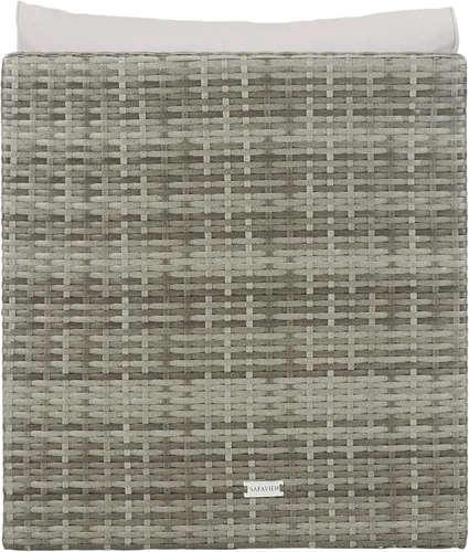 Miniatura 4 de SAFAVIEH Juego de sofá Pramla y otomana para exteriores - Gris y gris - Marco de acero con cojín - Diseño de almacenamiento costero - Ideal