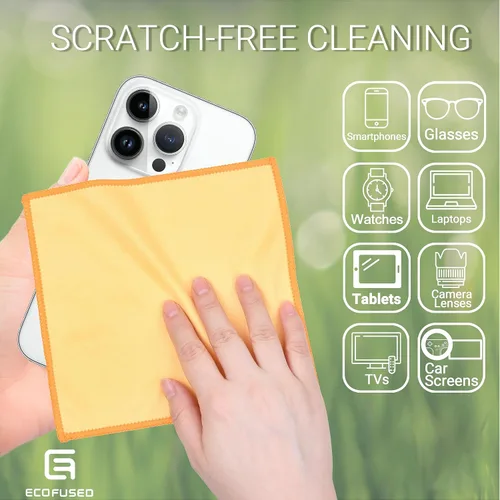 Miniatura 3 de Eco-Fused Paños de limpieza de microfibra de doble cara, paquete de 5, 6.6 x 6.2 pulgadas, paño de microfibra y gamuza para teléfonos inteligentes