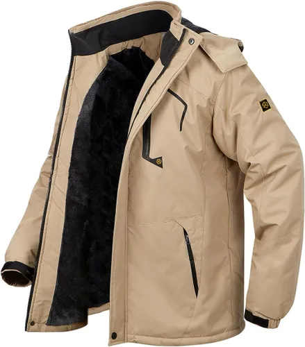 Miniatura 13 de Chaqueta de esquí para hombre, de invierno, con forro polar cálido, impermeable, cortavientos, con capucha, para montaña, senderismo, nieve y lluvia