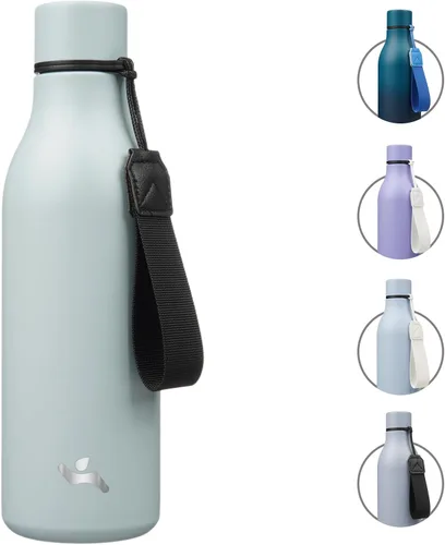 Miniatura 44 de Konokyo Botella de agua aislada con correa, botella de agua de acero inoxidable de 18 onzas de doble pared con aislamiento al vacío, frasco de Verde