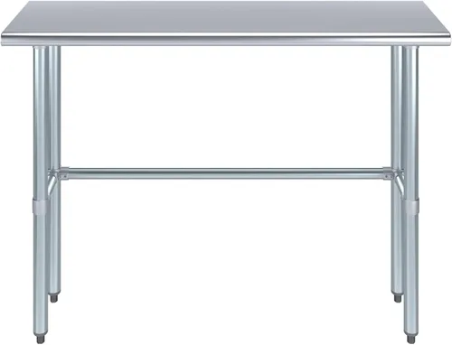 Miniatura 2 de Mesa de trabajo de acero inoxidable de base abierta de 14 pulgadas x 48 pulgadas Residencial y comercial Preparación de alimentos Estación