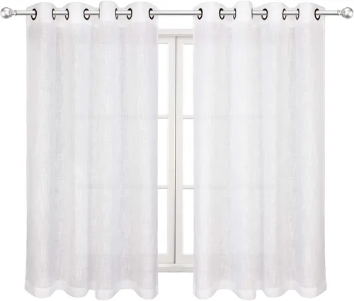Miniatura 16 de Palma - Cortinas semitraslúcidas de lino para dormitorio de 63 pulgadas de largo, cortinas filtrantes de luz, ojales bronce, juego de 2 paneles