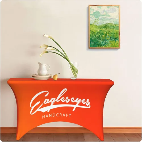 Miniatura 7 de Funda de Mantel Personalizada con Texto del Logotipo de la Empresa, Mantel de Spandex Elástico Personalizado para Eventos de Ferias Comerciales de 6