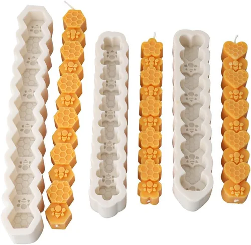 Cestony 3 moldes de silicona para velas en forma de corazón, flores, panal, para manualidades, velas de resina, aromaterapia, cera, jabón, flores,