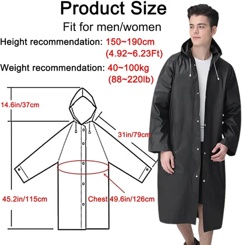 Miniatura 3 de Cosowe Ponchos de lluvia reutilizables para adultos, 2 piezas impermeables de emergencia para mujeres y hombres con capucha y cordón