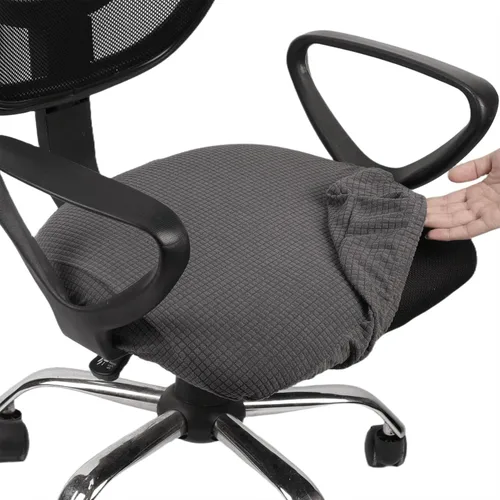 Miniatura 10 de Melaluxe Funda para silla de oficina de jacquard elástico, extraíble y lavable, funda de asiento giratoria para silla de escritorio, color negro