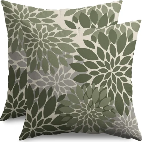 Miniatura 24 de Fundas de Almohada Azul Aguamarina 16X16 Pulgadas Juego de 2, Flores de Dalia Primavera Verano Floral Crema Fundas de Almohada Decorativas