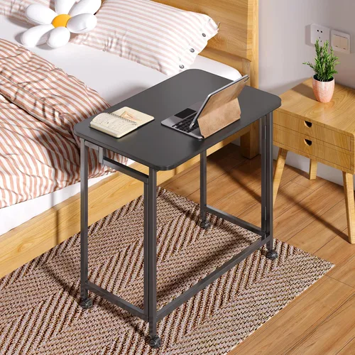 Miniatura 2 de 4NM Escritorio de computadora rodante móvil pequeño de 23.6", mesa carrito plegable para laptop con ruedas, escritorio de oficina portátil para Todo