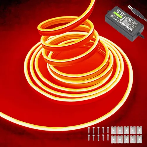 dobestyou - Tira de luces LED de neón naranja - 16.4 pies (5 m) 12 V CC, 600 LED SMD2835, impermeable, flexible, luz de cuerda para decoración de