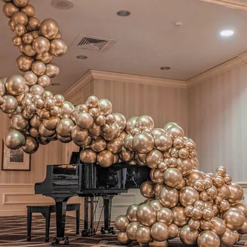Miniatura 4 de Globos dorados champán, 60 globos pequeños de látex champán metálico de 5 pulgadas para arco de guirnalda de globos, globos cromados y champán de 5