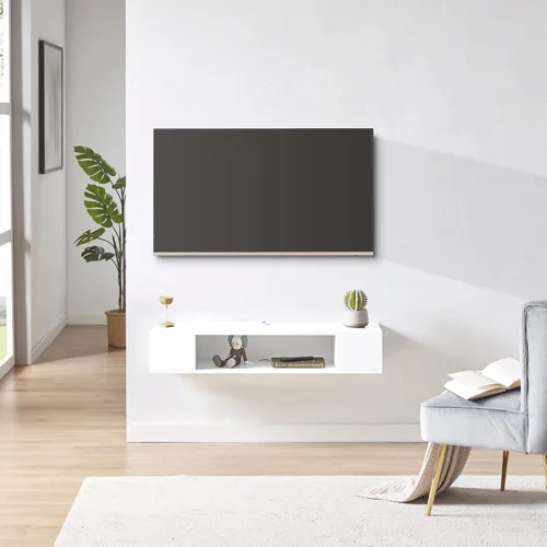 Miniatura 12 de GHC Soporte de TV flotante, centro de entretenimiento montado en la pared y estante de gabinete, consola de TV con almacenamiento, consola