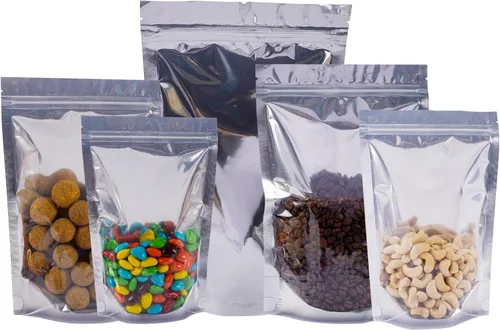 Miniatura 6 de Paquete de 100 bolsas de Mylar para almacenamiento de alimentos, papel de aluminio resellable, bolsa transparente de pie con ventana frontal de 3.94