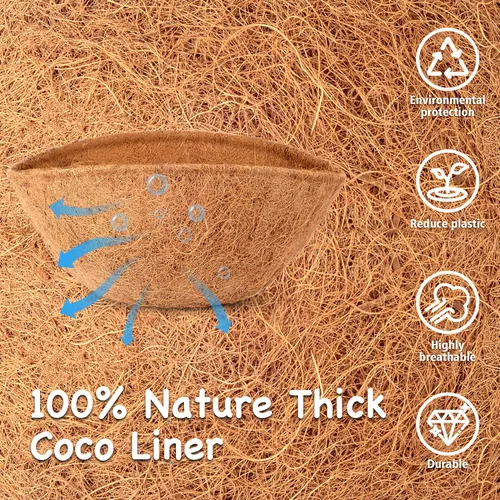 Miniatura 4 de LAVEVE Revestimiento de fibra de coco de repuesto para cesta colgante de plantas, 2 forros redondos de fibra de coco de 12 pulgadas de grosor
