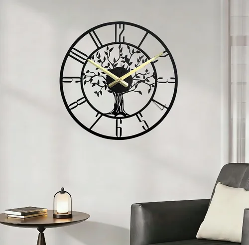 Miniatura 3 de Reloj de pared grande del Árbol de la Vida, relojes de pared grandes de metal modernos para sala de estar, reloj silencioso de 18 pulgadas operado