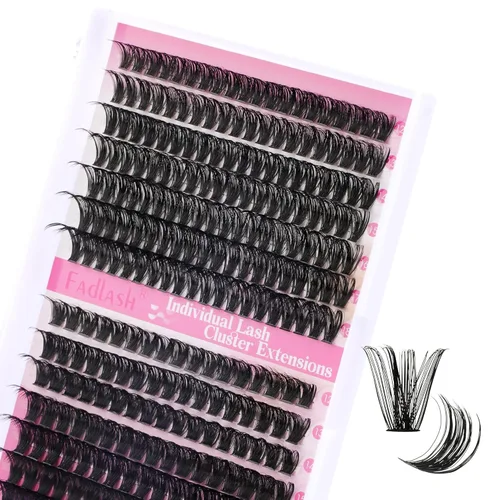 Miniatura 29 de Racimos de pestañas individuales, bandeja mixta, rizado D, extensiones para colocar en casa (40D-0.07 mm-D, 15/32 de pulgada-45/64 de pulgada)