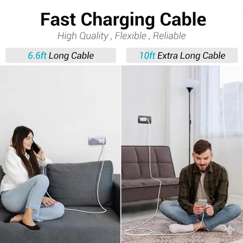 Miniatura 2 de Paquete de 4 [6 pies, 6 pies, 10 pies, 10 pies] Cable de carga rápida USB C a USB C de 60 W, para cable de carga de iPhone, cable de carga tipo C a