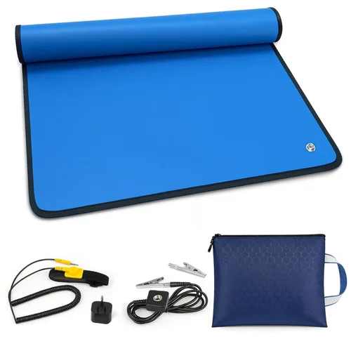 Miniatura 8 de Kit portátil antiestático ESD para construcción de PC y reparación de electrónica, protección disipativa estática con correa de muñeca, clip
