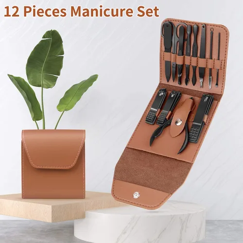 Miniatura 3 de Teamkio Juego de manicura de pedicura, juego de cortaúñas de pedicura, kit de higiene de viaje, juego de cuidado profesional de cortador de acero