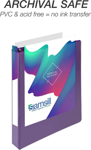 Miniatura 5 de Samsill Carpeta duradera de 3 anillos de 1 pulgada, fabricada en Estados Unidos, carpeta de anillos en D, FSC 100% aglomerado reciclado, morado