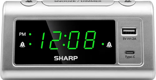 Miniatura 7 de Reloj de Alarma Sharp para Dormitorios, Carga USB-C Super Rápida y Carga USB de 2 Amperios Rápida, 2 Alarmas, Atenuador de 3 Pasos, Función Reposo