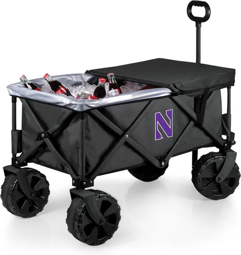 Miniatura 25 de PICNIC TIME NCAA Adventure Wagon Elite - Carro de playa plegable todo terreno con ruedas grandes, tapa superior de mesa y forro suave para enfriar
