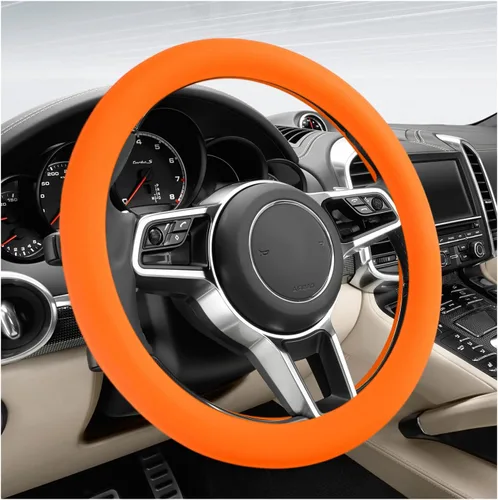 Miniatura 7 de DXNQ Funda protectora de silicona antideslizante para volante de automóvil, de 13 a 14.17 pulgadas, suave, flexible, absorbente de golpes