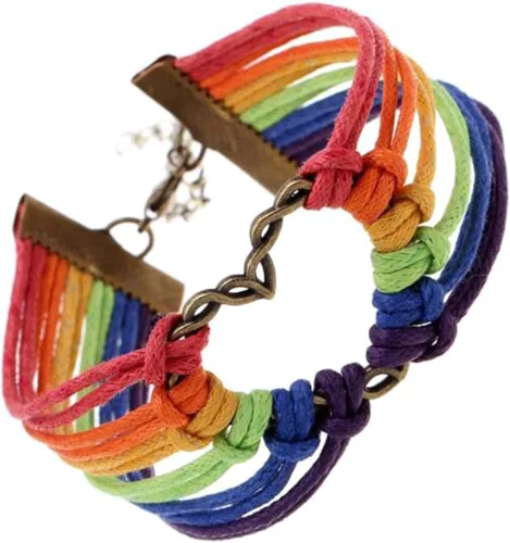 Miniatura 4 de Pulsera para mujer diseño de corazón de Orgullo Gay multicapa arco iris pulsera de cuerda para lesbianas