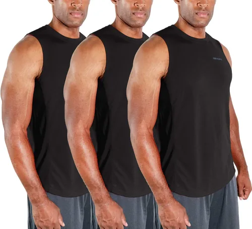 Miniatura 11 de DEVOPS - Paquete de 3 camisetas sin mangas para hombre, ajuste seco, para músculos, camiseta de entrenamiento