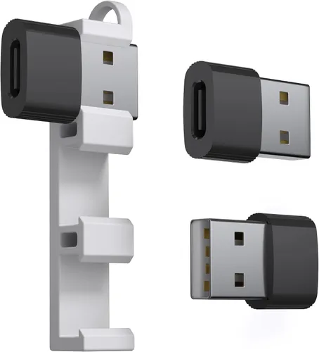 TIANSONG Adaptador USB a USB C, paquete de 3 unidades USBC hembra a USB A macho con práctico portador, convertidor tipo C para iPhone