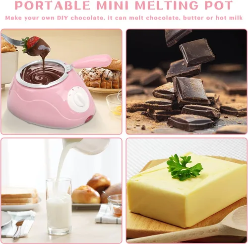 Miniatura 2 de Juego de fondue de fusión, mini olla eléctrica de chocolate, olla de fondue de queso, fuente de fondue de chocolate, máquina calentadora