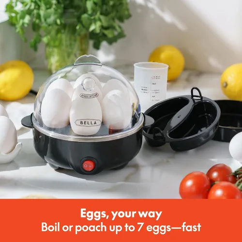 Miniatura 2 de Olla de huevos BELLA, hervidor rápido y escalfador, preparación de comidas esencial, tamaño familiar: prepara hasta 7 huevos grandes hervidos, tapa