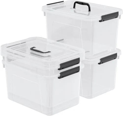 Miniatura 9 de Anbers Caja de almacenamiento de plástico con tapa de 10.5 cuartos de galón con asa, paquete de 4, transparente Contenedor de almacenamiento