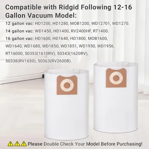 Miniatura 2 de Paquete de 10 bolsas de polvo VF3502 de alta eficiencia de repuesto para aspiradoras RIDGID de 12 a 16 galones húmedo/seco, bolsas de filtro al vacío