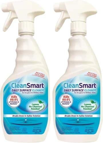 CleanSmart Limpiador diario de superficies y desinfectante seguro para mascotas, mata el 99.9% de los virus, bacterias, botella de 23 onzas (paquete