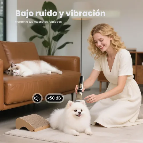 Miniatura 4 de HEAPETS - Cortapelos para perros, de bajo ruido, eléctrico, silencioso, peine ajustable, cortaúñas recargable inalámbrico para perros, gatos y Dorado
