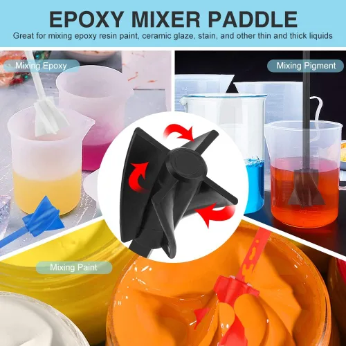 Miniatura 5 de Paletas mezcladoras de resina, 4 paletas mezcladoras de pintura reutilizables, accesorio multiuso para resina, pintura, silicona, mezcla de esmalte