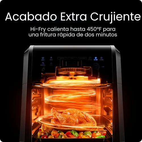 Miniatura 7 de Chefman Horno freidora de aire 5 en 1 de 12 cuartos de galón con temporizador digital, pantalla táctil y 12 ajustes preestablecidos, horno
