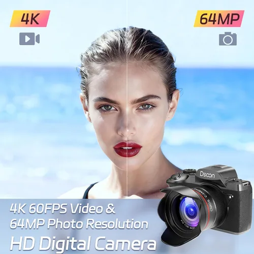 Miniatura 2 de Dsoon Cámara digital, cámaras 4K de 64MP para fotografía con pantalla táctil de 4 pulgadas, zoom digital 18X, enfoque automático de fotografía